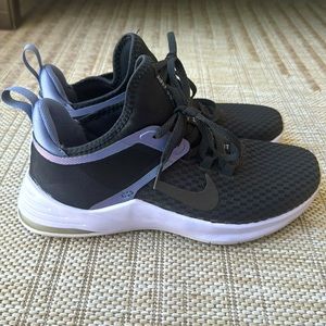 Nike Air Sneakers - black with purple accents. Size 7.